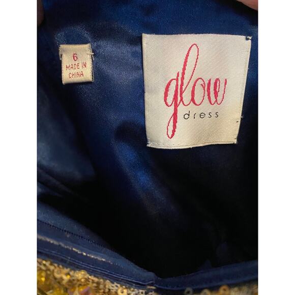 Glow Dress Embellished Bodice Chiffon sweatheart in blue gown size 6 - Picture 10 of 11